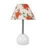 White Fabric Shade Table Lamp With White Base