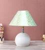 White Fabric Shade Table Lamp With White Base