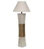 White Fabric Shade Table Lamp With White Base