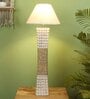 White Fabric Shade Table Lamp With White Base