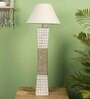 White Fabric Shade Table Lamp With White Base