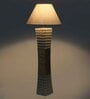 White Fabric Shade Table Lamp With White Base