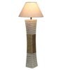 White Fabric Shade Table Lamp With White Base