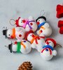 White Fabric Snowman Hanging (Set of 6)