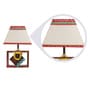 White Fabric Shade Table Lamp with Brown Base