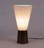 White Fabric Shade Table Lamp with Brown Base
