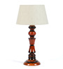 White Fabric Shade Table Lamp With Brown Base