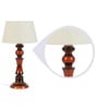 White Fabric Shade Table Lamp With Brown Base