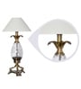 White Fabric Shade Table Lamp With Brown Base