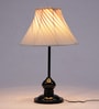 Alper White Fabric Shade Night Lamp With Metal Base