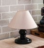 Beige Fabric Shade Table Lamp with Black Base
