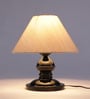 Beige Fabric Shade Table Lamp with Black Base