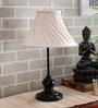 Alper White Fabric Shade Night Lamp With Metal Base