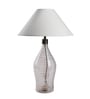 Catania White Fabric Shade Night Lamp With Glass Base