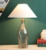 Catania White Fabric Shade Night Lamp With Glass Base
