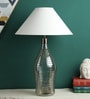 Catania White Fabric Shade Night Lamp With Glass Base