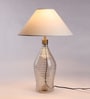 Catania White Fabric Shade Night Lamp With Glass Base