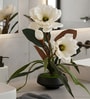 White Faux Leather Magnolia Serenade Arrangement Pot With Flower