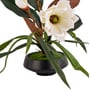 White Faux Leather Magnolia Serenade Arrangement Pot With Flower