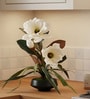 White Faux Leather Magnolia Serenade Arrangement Pot With Flower