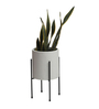 Cylindrical Shaped Large Set of 3 White Fiber Glass Floor Planter