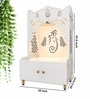 White Finish Beautiful Design of Shri Ganesh Floor Temple with Spacious Wooden Shelf & Inbuilt Focus Light