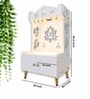 White Finish Beautiful Lotus Pattern Floor Temple with Spacious Wooden Shelf & Inbuilt Focus Light-