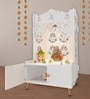 White Finish Floral Designer Pattern Floor Temple with Spacious Wooden Shelf & Inbuilt Focus Light-