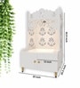 White Finish Floral Designer Pattern Floor Temple with Spacious Wooden Shelf & Inbuilt Focus Light-