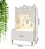 White Finish Holy Symbol Om Chakra Floor Temple with Spacious Wooden Shelf & Inbuilt Focus Light