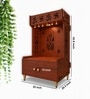 White Finish OM Swastika Symbol of Hindu Religious Floor Temple with Spacious Wooden Shelf & Inbuilt Focus Light