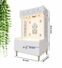 White Finish OM Swastika Symbol of Hindu Religious Floor Temple with Spacious Wooden Shelf & Inbuilt Focus Light