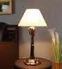 Naeva White Metal and Fabric Shade Night Lamp With Metal Base