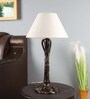 Naeva White Metal and Fabric Shade Night Lamp With Metal Base