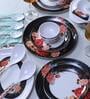 Floral 40 Pcs Black & White Melamine Dinnerware Set