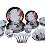 Floral 40 Pcs Black & White Melamine Dinnerware Set