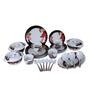 Floral 40 Pcs Black & White Melamine Dinnerware Set