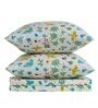 White Floral 144 TC Cotton Blend Queen Sized Bed Sheets with 2 Pillow Covers