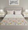 White Floral 144 TC Cotton Queen Sized Bed Sheets with 2 Pillow Covers