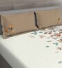 White Floral 150 TC Cotton Queen Sized Bed Sheets with 2 Pillow Covers