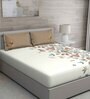 White Floral 150 TC Cotton Queen Sized Bed Sheets with 2 Pillow Covers