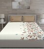 White Floral 150 TC Cotton Queen Sized Bed Sheets with 2 Pillow Covers