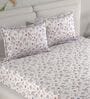 White Floral 180 TC Cotton King Bedhseet 2 pillow covers