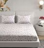 White Floral 180 TC Cotton King Bedhseet 2 pillow covers
