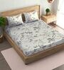 White Floral 186 TC Cotton Single Bed Sized Bed Sheets With 1 Pillow Cover
