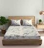 White Floral 186 TC Cotton Single Bed Sized Bed Sheets With 1 Pillow Cover