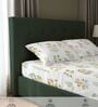 White Floral 200 TC Cotton King Sized Bedsheet with 2 Pillow Covers
