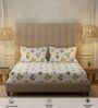 White Floral 200 TC Cotton King Sized Bedsheet with 2 Pillow Covers
