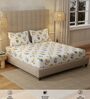 White Floral 200 TC Cotton King Sized Bedsheet with 2 Pillow Covers