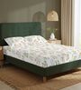 White Floral 200 TC Cotton King Sized Fitted Bedsheet with 2 Pillow Covers